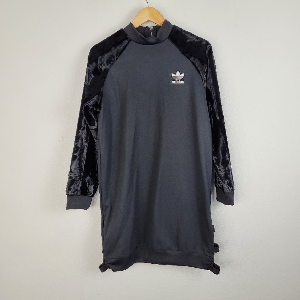 Adidas sweatshirt mock neck dress with velvet sleeves - Picture 5 of 10
